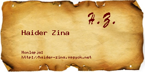 Haider Zina névjegykártya